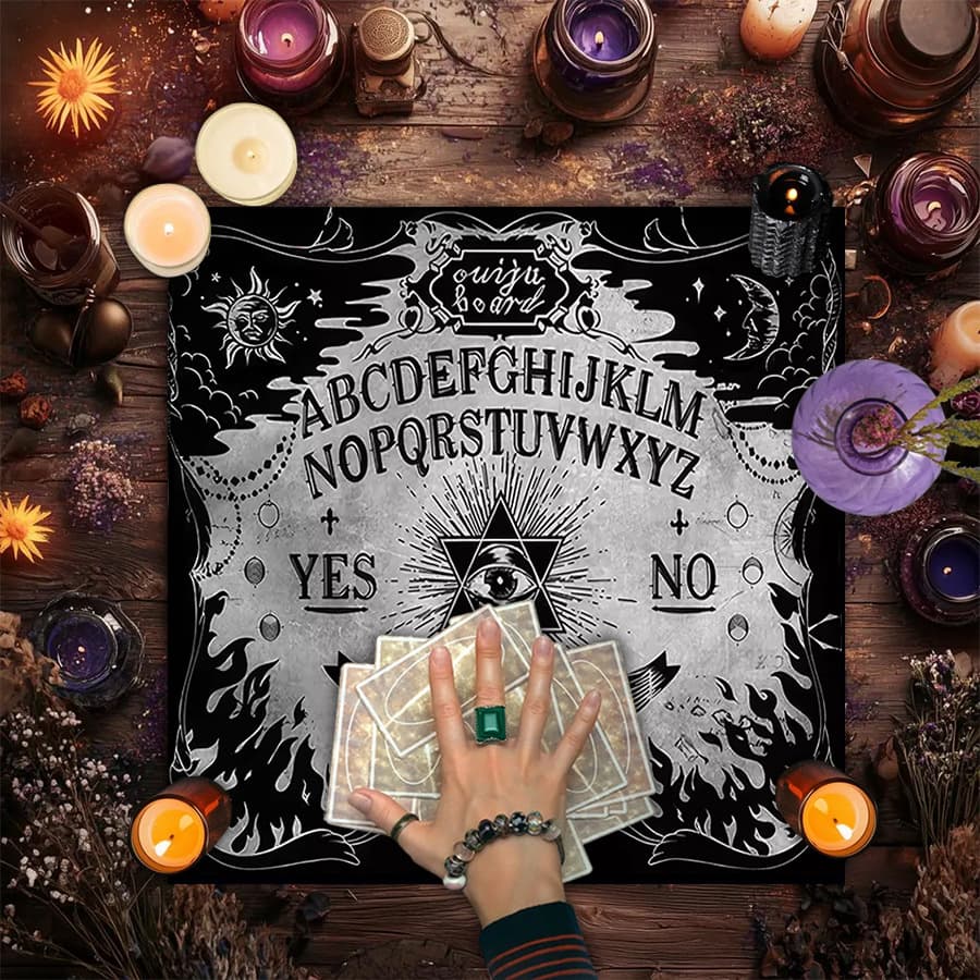 Cross-Border Hot Selling Vintage Moon Phase Cat Altar Cloth Five-Pointed Star Tarot Card Black Oracle Mat Tarot Tablecloth Mat Cloth