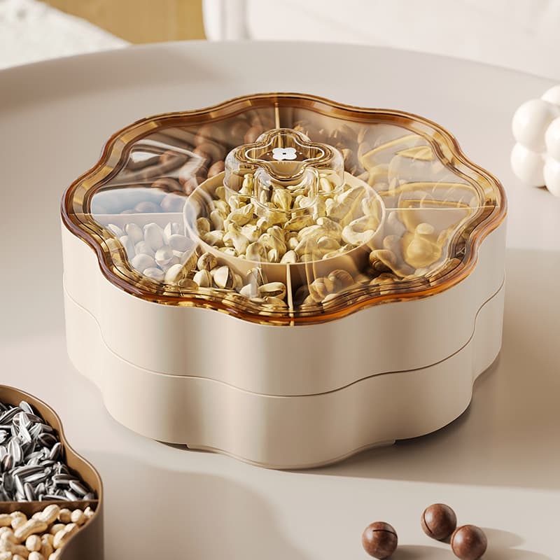 Chinese Style Snack Box, Household Living Room Coffee Table Multi-Compartment Lidded Nut, Seeds, and Candy Box Wholesale