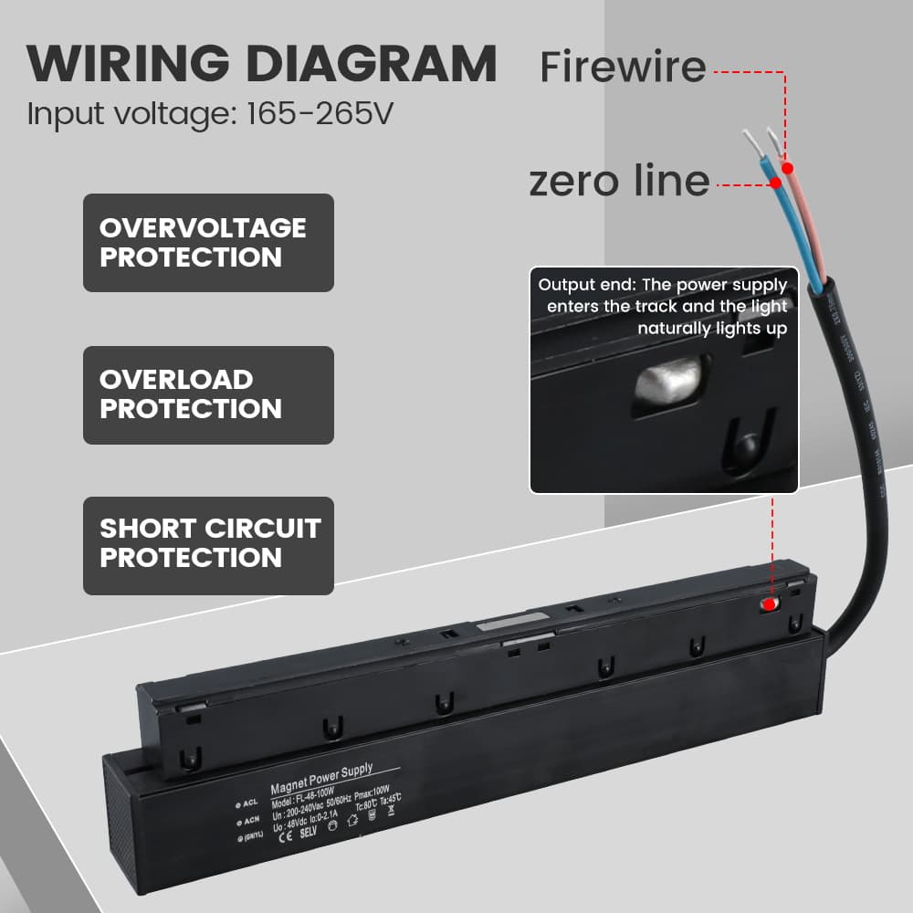 Factory Direct Supply Track Light Transformer 48V Integrated Embedded Built-in Silent Magnetic Power Supply for Magnetic Lights