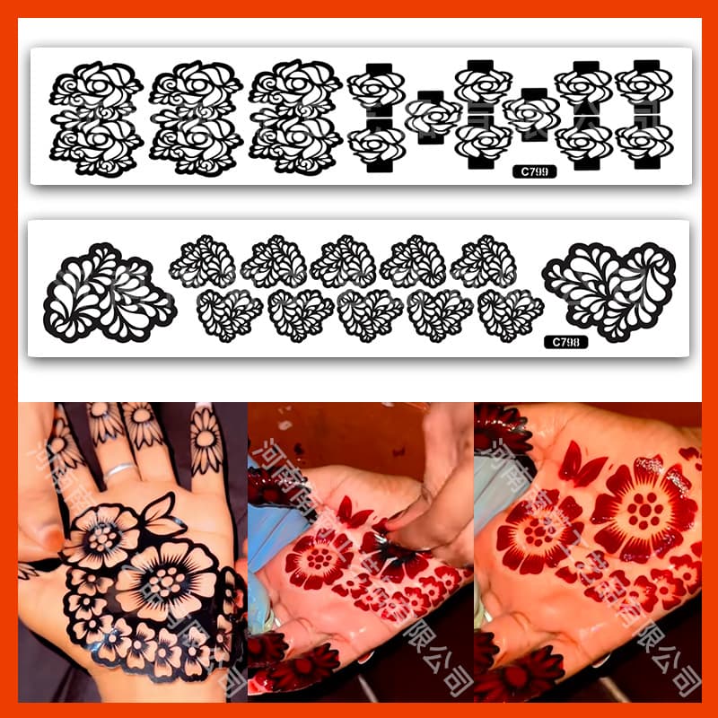 Cross-border henna tattoo hollow stencil, henna hand and foot temporary tattoo stencil, African large pattern palm back