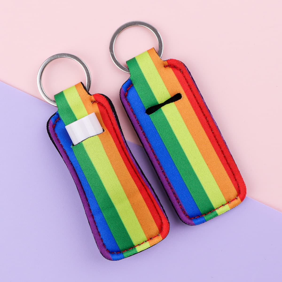 Rainbow Lipstick Case Keychain Lipstick Protector Keychain Sanitizer Bottle Hanging Bag Charm Keychain