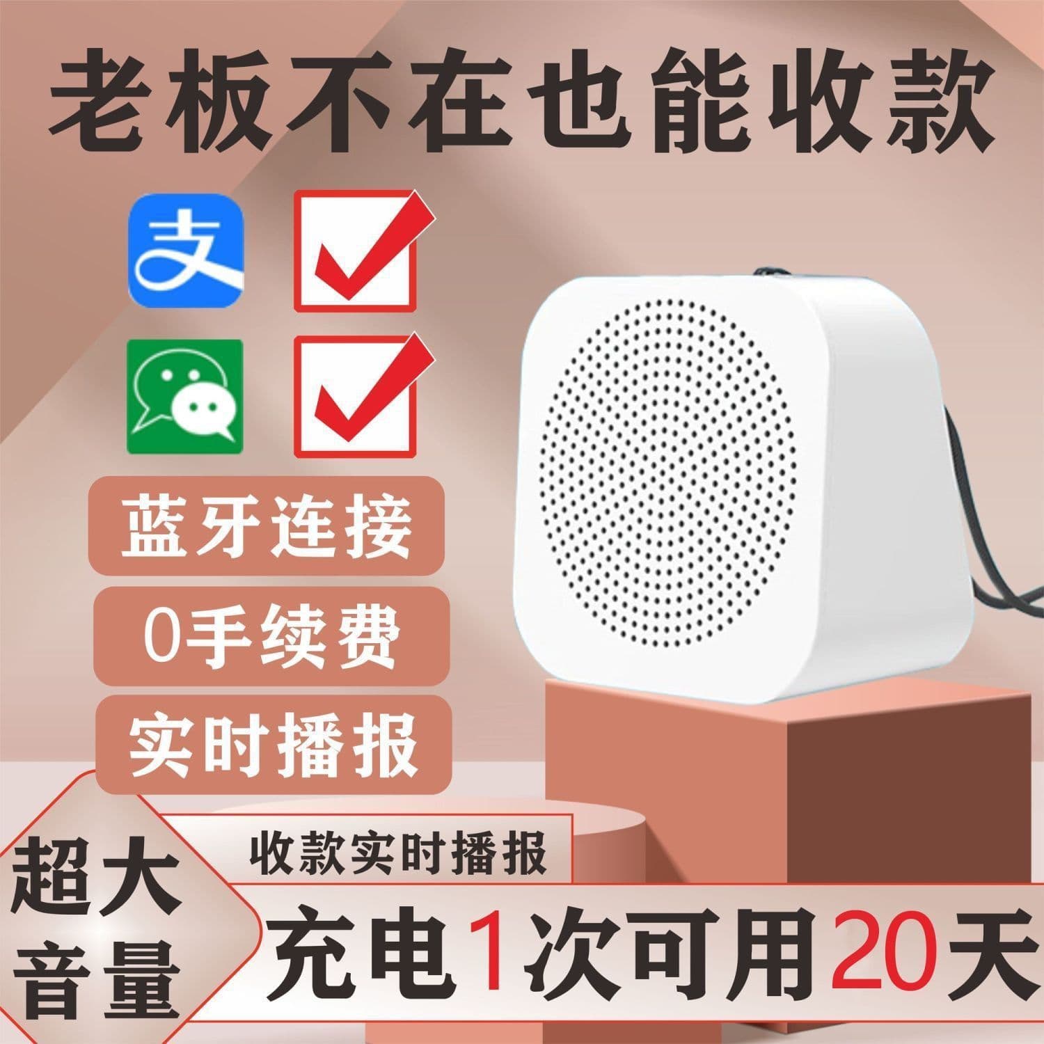 Payment Voice Announcer, Alipay and WeChat QR Code Collection Speaker, Bluetooth Speaker for Street Stalls