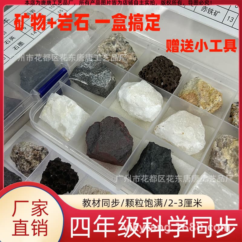 15 Types of Mineral Rock Specimen Set Elementary School Grade 4 Science Teaching Sedimentary Rock Tools for Students Manufacturer