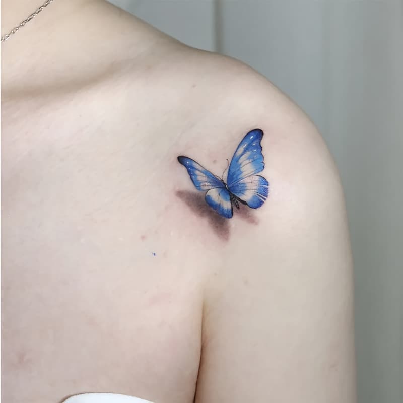 2026 New Cross-border Drop Shipping Blue Butterfly Tattoo Sticker Fashion Design Cross-border Drop Shipping