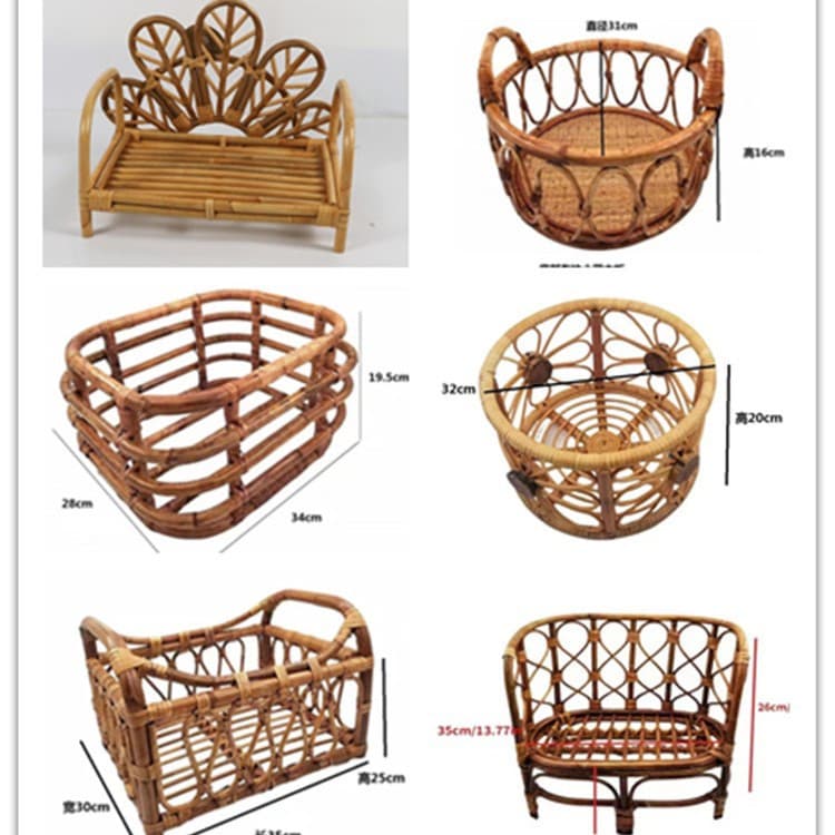 Newborn Photo Prop Woven Basket for Baby Photography, Rattan Cradle Bed, New Studio Container