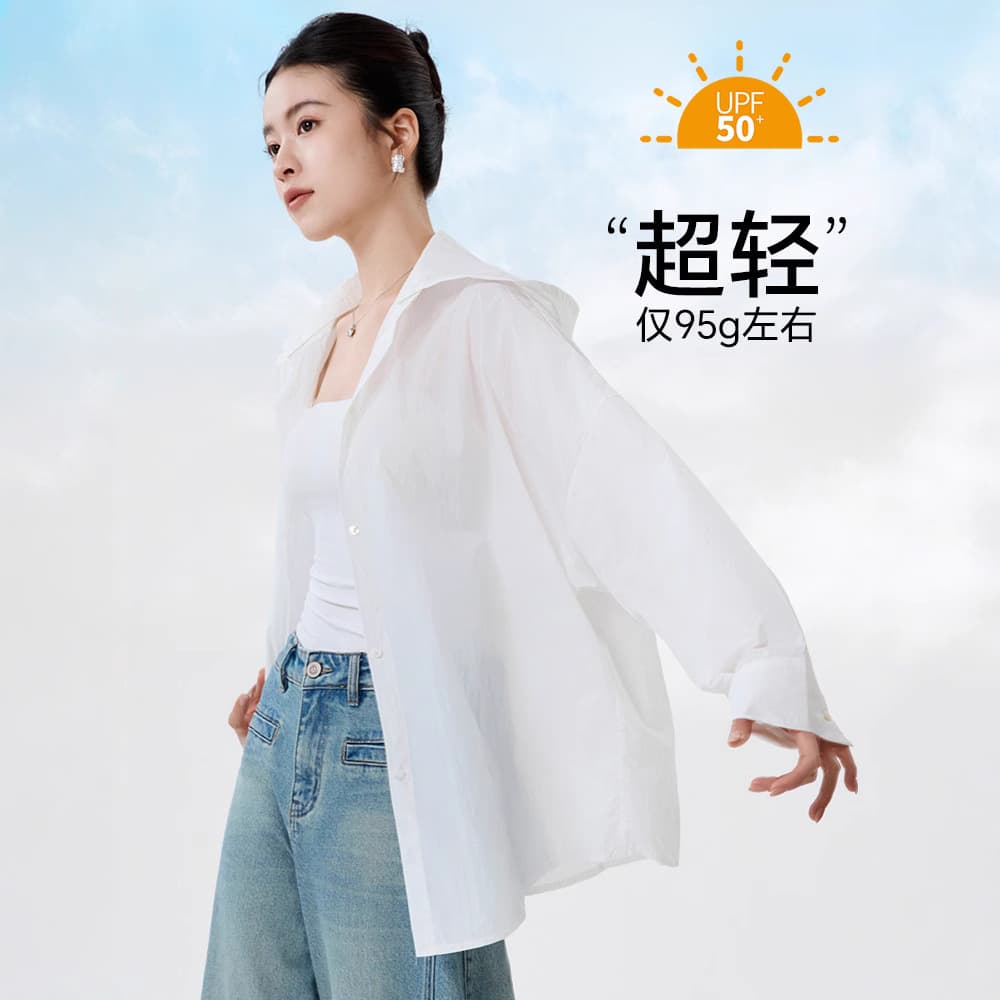 Summer Casual Stand Collar Paper-Thin Breathable Sun Protection Cardigan Ultra-Light Slimming UV-Protective Shirt for Women