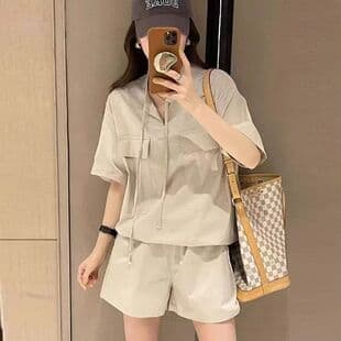 Summer Casual Sportswear Set for Women Slightly Chubby Loose Plus Size Student Age-Reducing Short Sleeve T-Shirt and Shorts Two-Piece Set