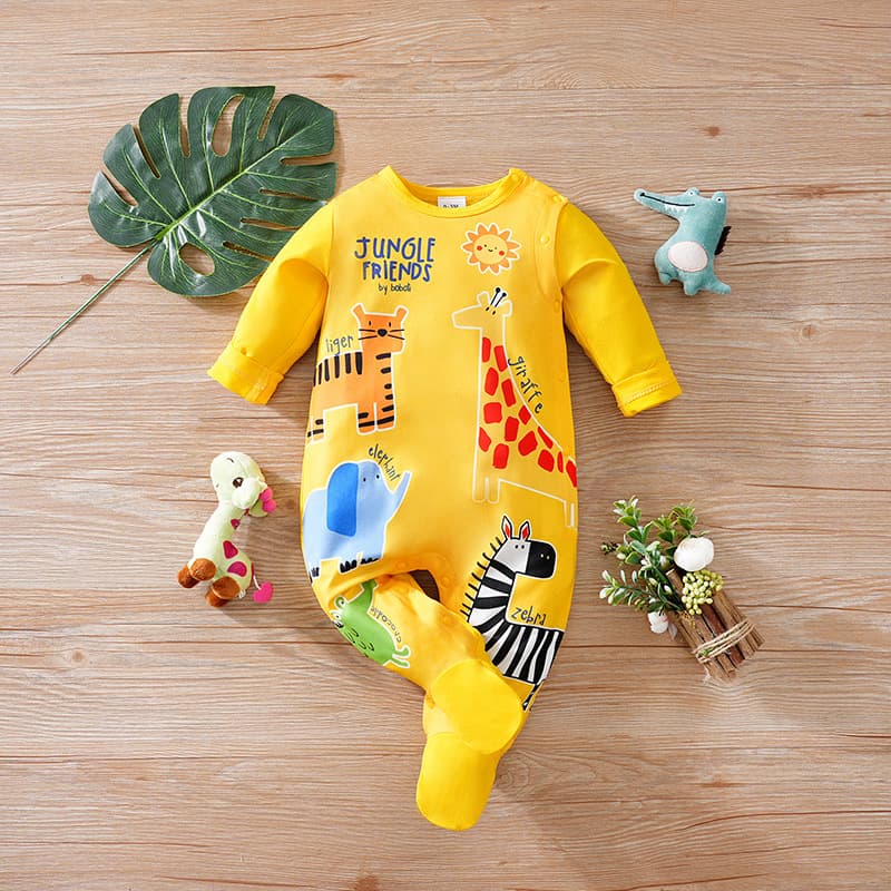 Newborn Baby Romper A-Class Long Sleeve Unisex Infant Bodysuit Cute Animal Crawling Suit Wholesale Q