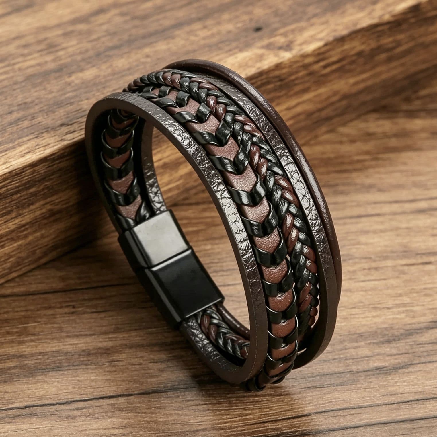 Cross-Border High-End Handmade Woven Bracelet for Men, Titanium Steel Magnetic Clasp Bracelet, Accessories, Jewelry, Yiwu Manufacturer, Low Price Wholesale