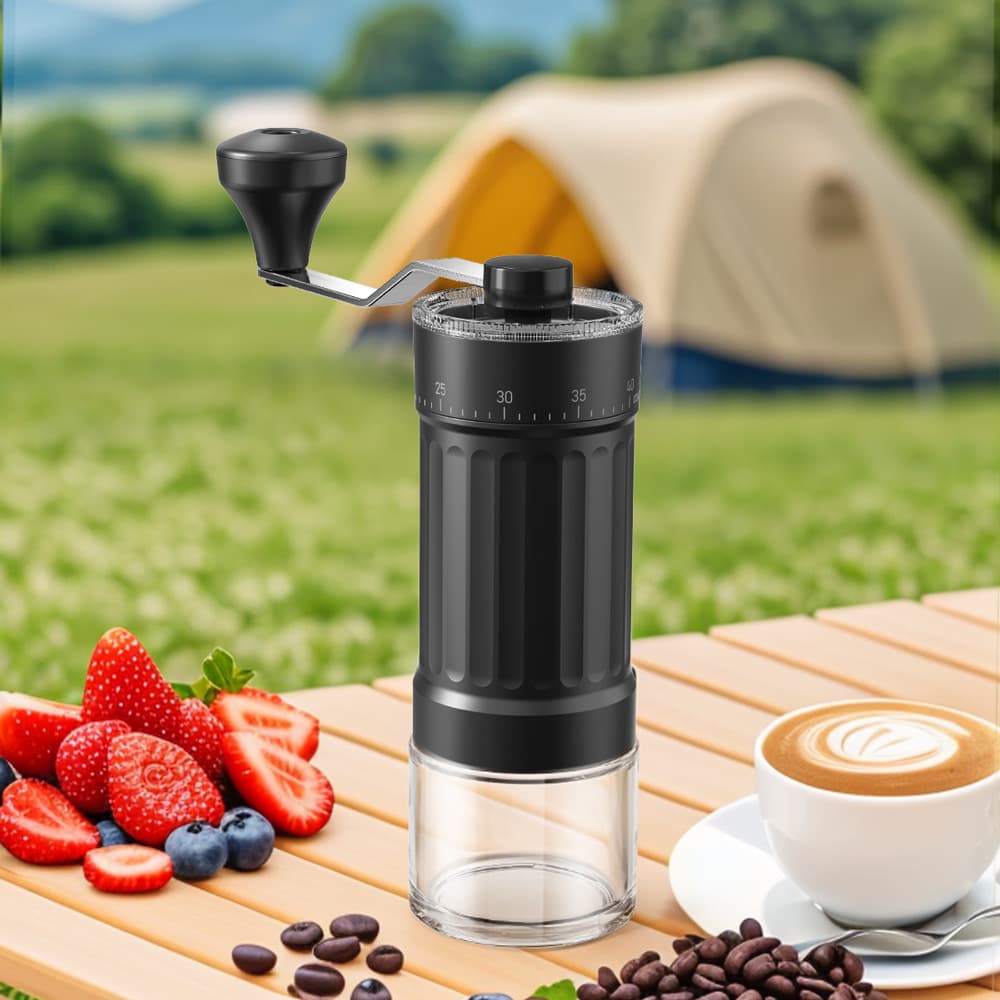 Foreign trade hand-cranked coffee grinder, small grinder, externally adjustable portable grinder, coffee equipment.