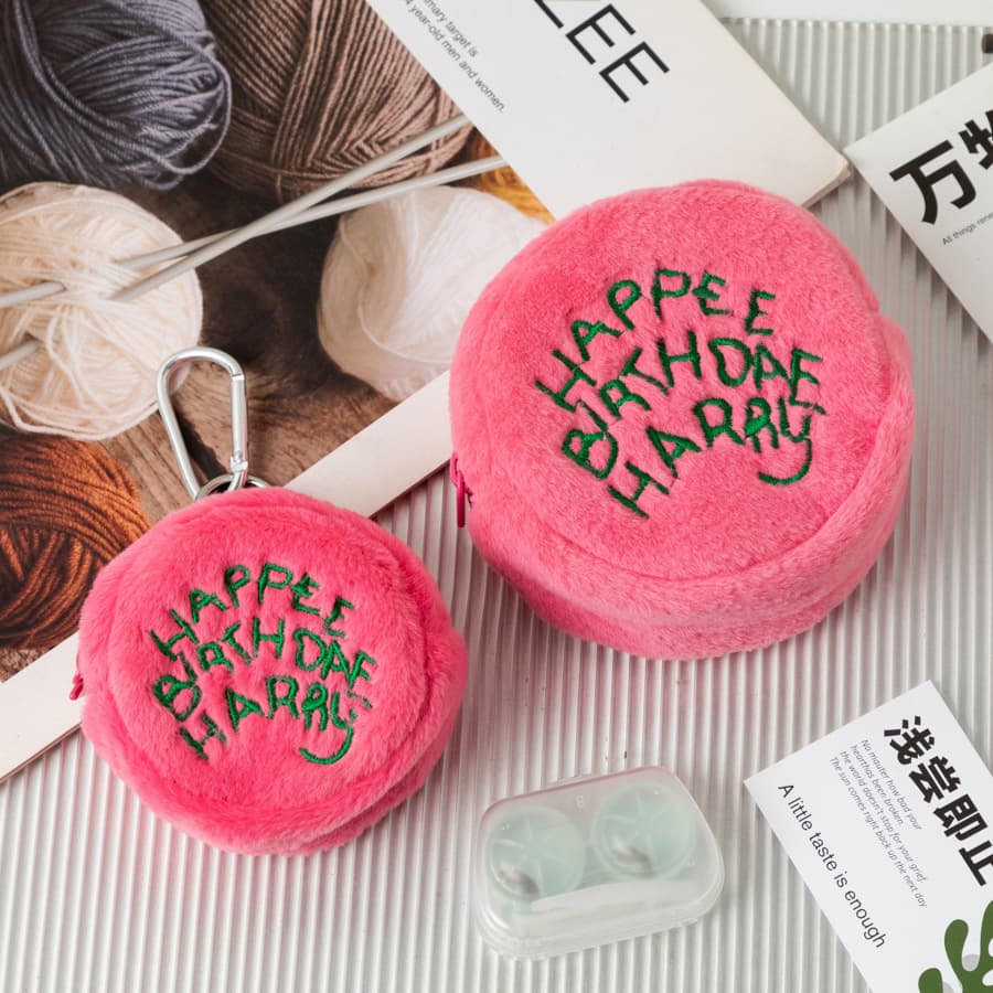 Korean Style Round Coin Purse Girl Pink Plush Cake Bag Student Schoolbag Pendant Bag Earphone Key Case