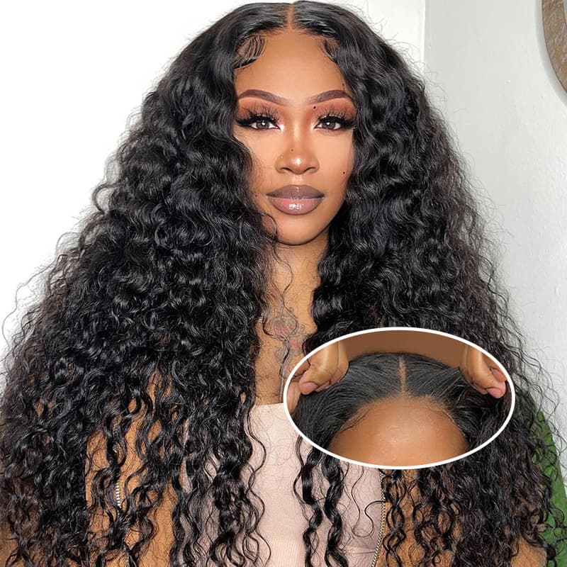 Cross-border Source 4x4 Deep Glueless Wig Human Hair Non-Rubber Head Cover Real Hair Wig