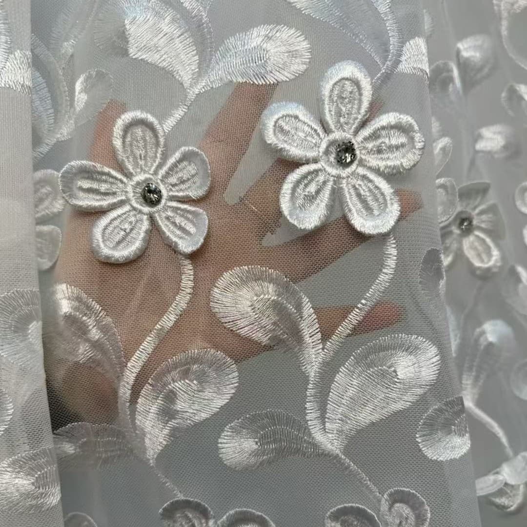 Heavy industry handmade three-dimensional relief diamond embroidery light luxury window screen three-row bedroom living room cross-border factory wholesale good drape
