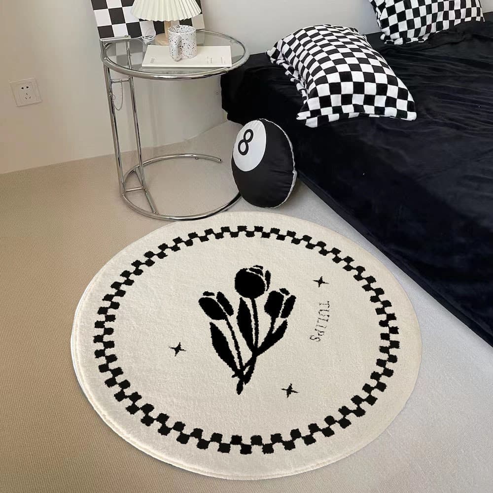 Light luxury style round imitation cashmere carpet living room sofa plush floor mat home bedroom bedside blanket dresser floor mat