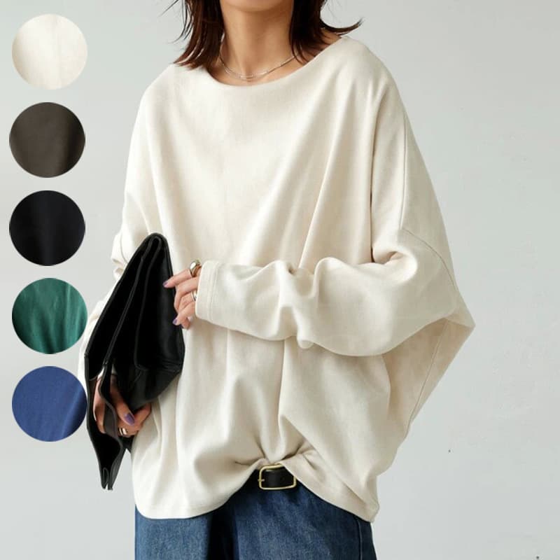 Letian New Autumn/Winter Thickened Cotton Long-Sleeve T-Shirt Brushed Solid Loose Inner Layering Round Neck Top