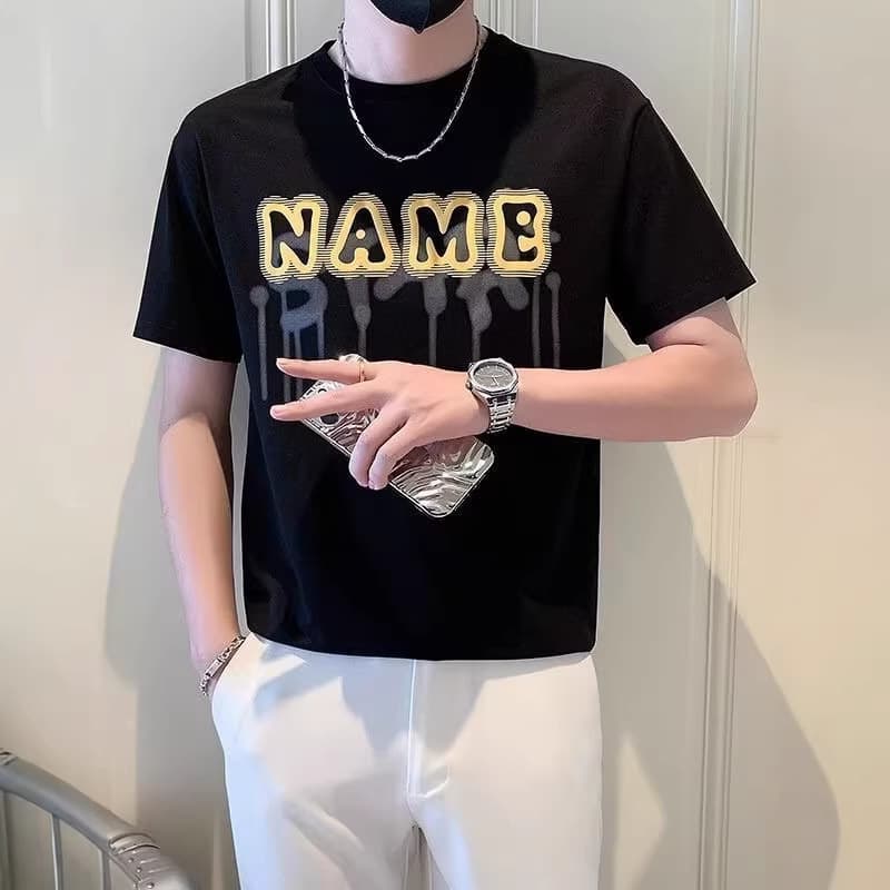 2026 New Short Sleeve T-Shirt for Men Ins Streetwear European and American Hip Hop Style Round Neck Undershirt Top Summer