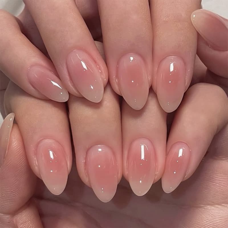 Pure and Subtle Blush Nail Art Almond Shape Press On Nails Cross-Border Nail Tips