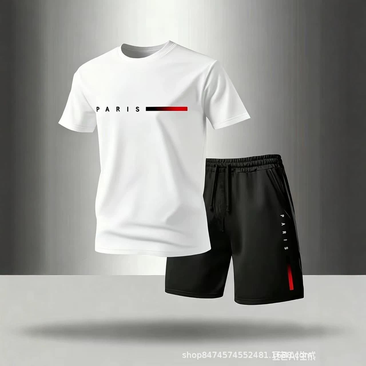Factory Direct Men's Two-Piece Sportswear Set Summer Running Round Neck Training Pants Fitness Clothes
