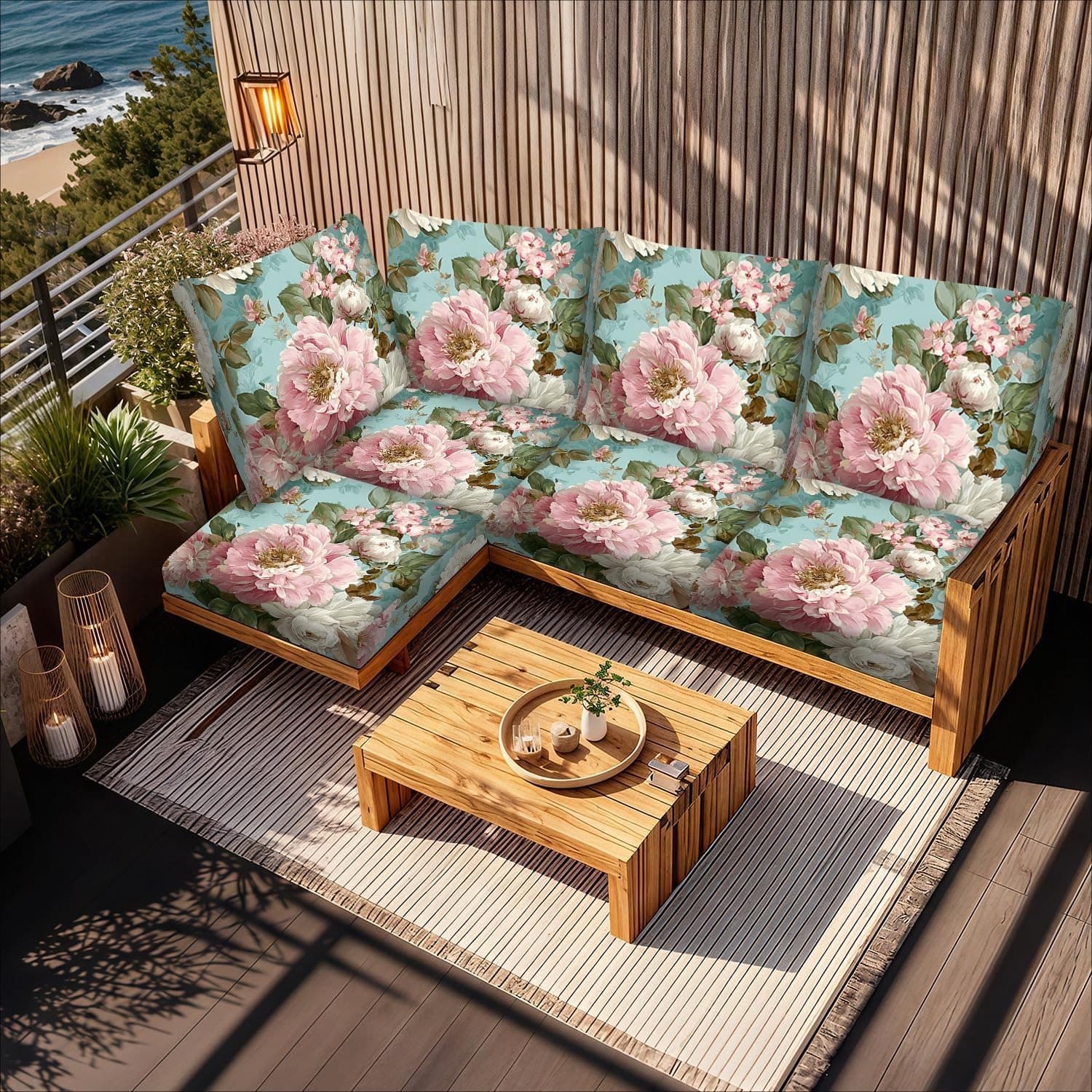 Cross-border Amazon temu outdoor terrace sofa cushion cover sofa cover backrest cover printed stretch fabric can be shipped on behalf of