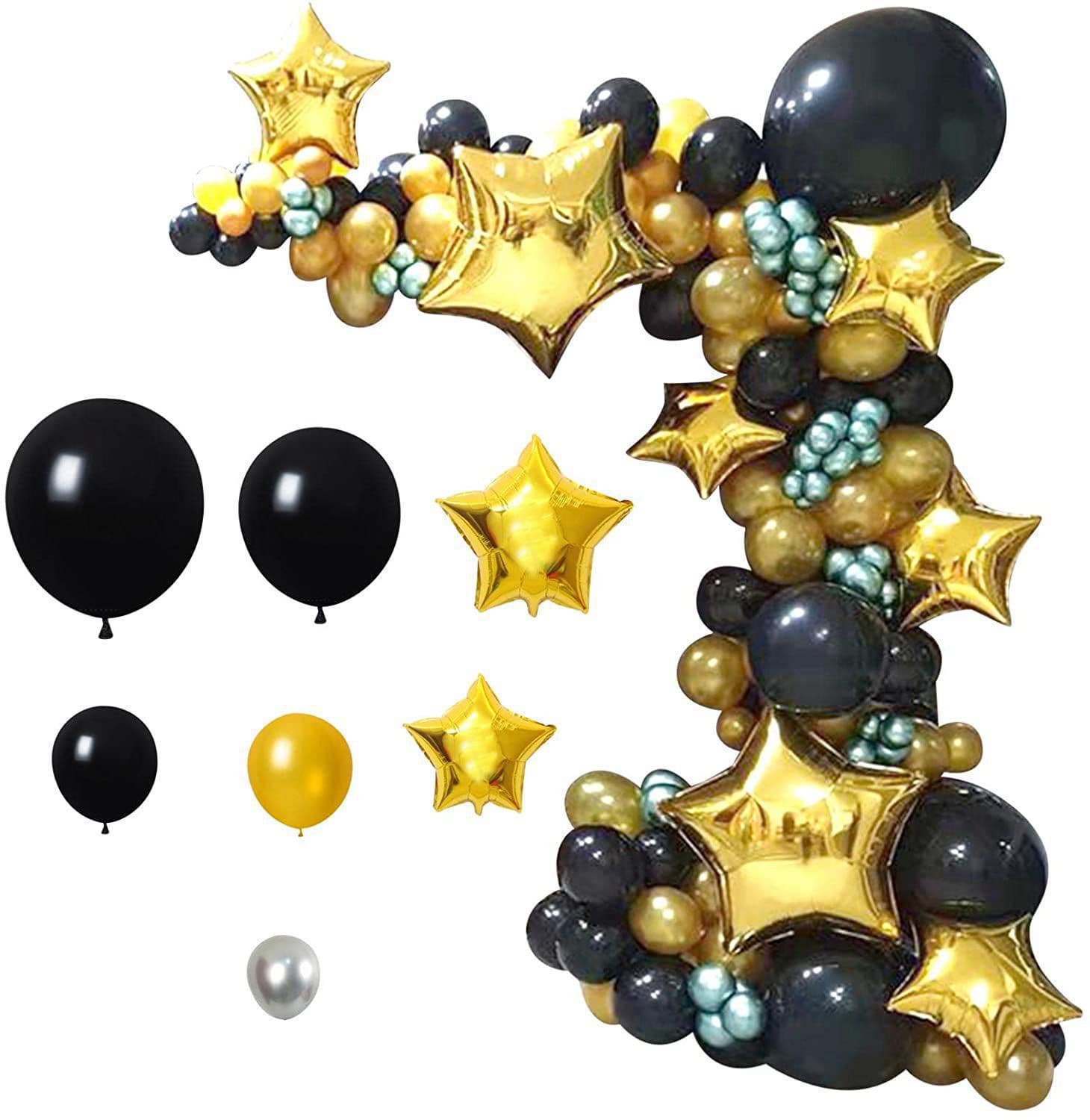 Black Gold Balloon Garland Set Gold Five-pointed Star Balloon Baby Showers Birthday Wedding Party Shop Decoration