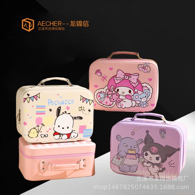 Korean-style Large Capacity Makeup Case, Mini Cartoon Makeup Bag for Women, Portable Viral Makeup Box