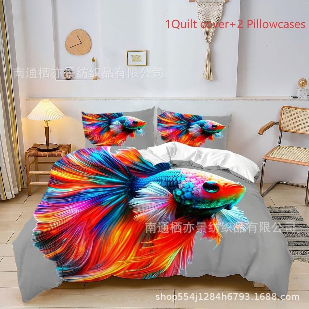 Brushed Duvet Cover 3-Piece Set Fitted Sheet Flat Sheet Throw Pillow Pillowcase Digital Print Overseas Sourcing Preferred Custom Design Z