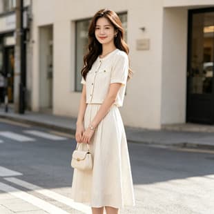 Petite Two-Piece Dress Set for Women Summer New French Jacquard Short Sleeve Skirt Set High-End