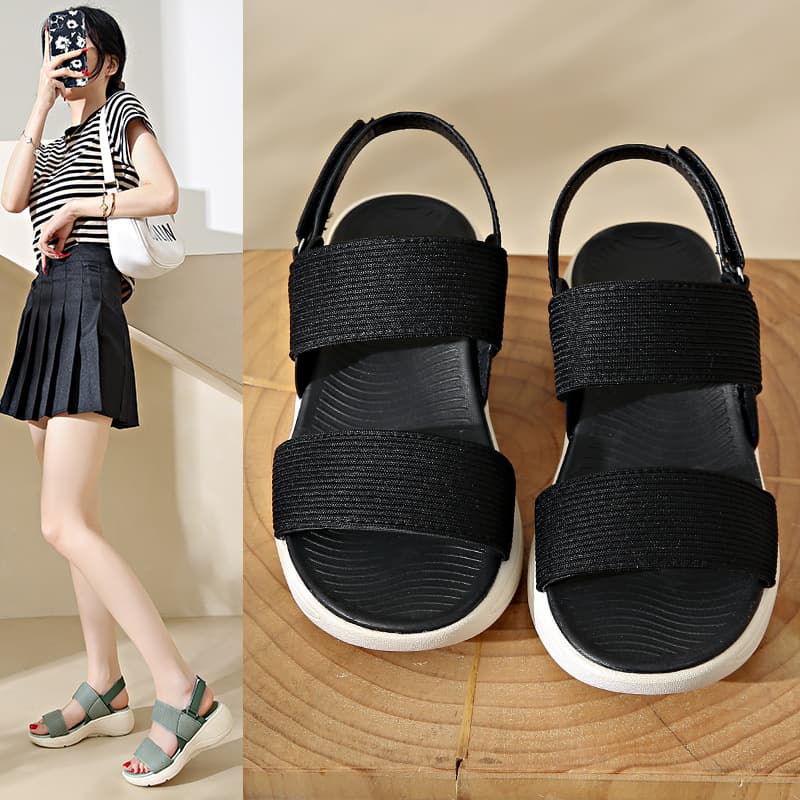 Thick Sole Sports Sandals Women Lightweight Flat Comfortable Casual Velcro Shoes Plus Size Export Breathable Plus Size Women Shoes