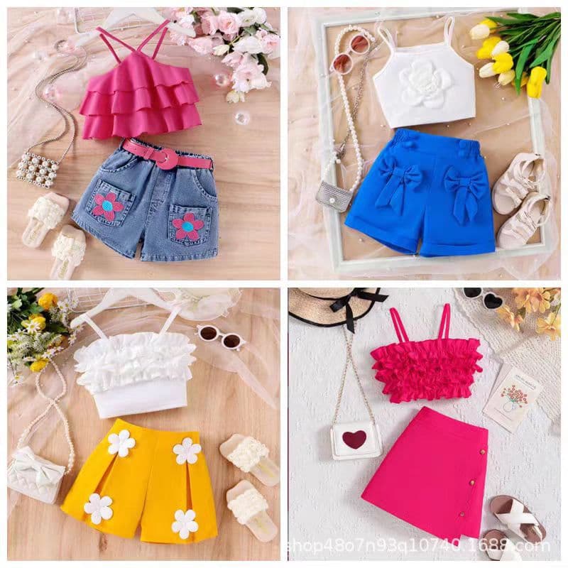 Summer 2026 Girls' Camisole Top and Shorts Set for Export