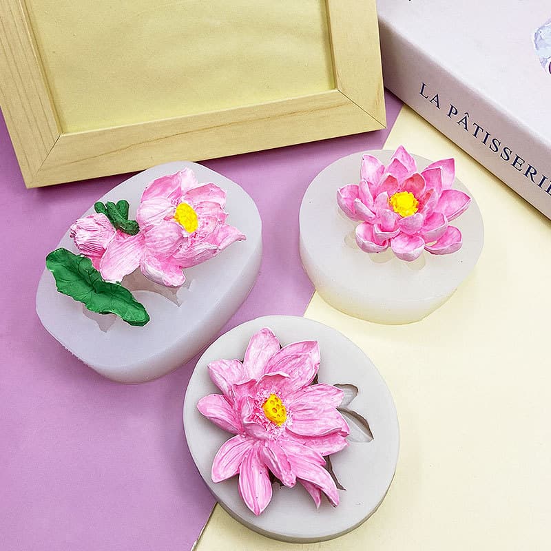 Chinese Lotus Silicone Mold for Mousse Chocolate Cake Lotus Pastry Scented Candle Plaster Decoration Mold
