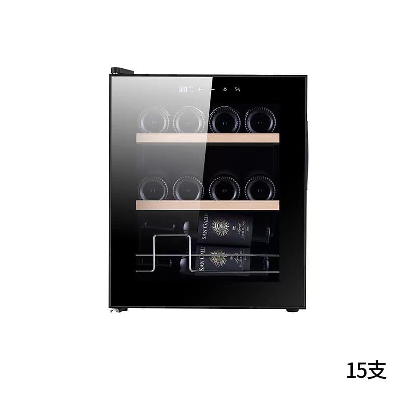 Peijie Home Single-Door Red Wine Cooler with Transparent Glass Door, 15-Bottle Small Beverage, Tea, and Red Wine Refrigerator