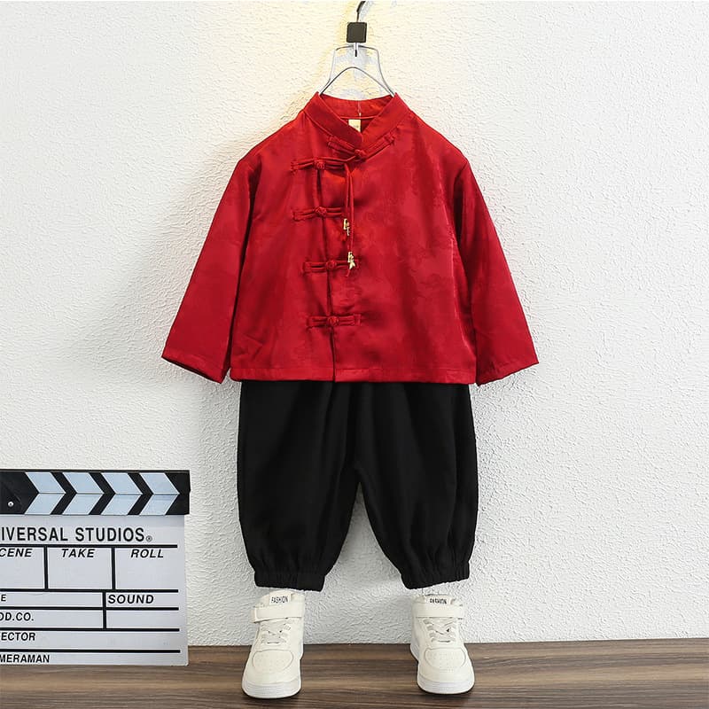 Hanfu boys' traditional Chinese style outfit, girls' Tang suit, children's new Chinese style first birthday dress, baby's ancient style red performance costume