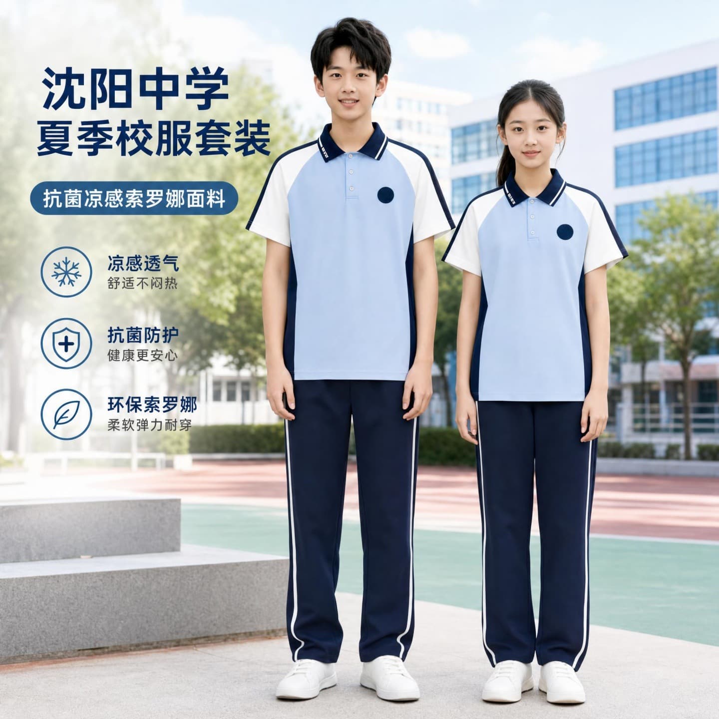 Liaoning Unified School Uniforms, Shenyang City Middle School Summer Uniforms, First Model with Cooling Effect Sorona, Shenyang City Unified School Uniforms