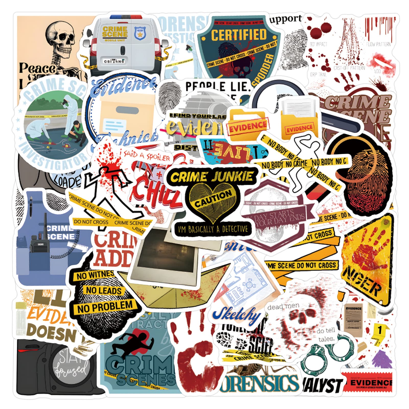 55-Piece New Crime Scene Graffiti Stickers for Laptops and Luggage, Wholesale from Manufacturer