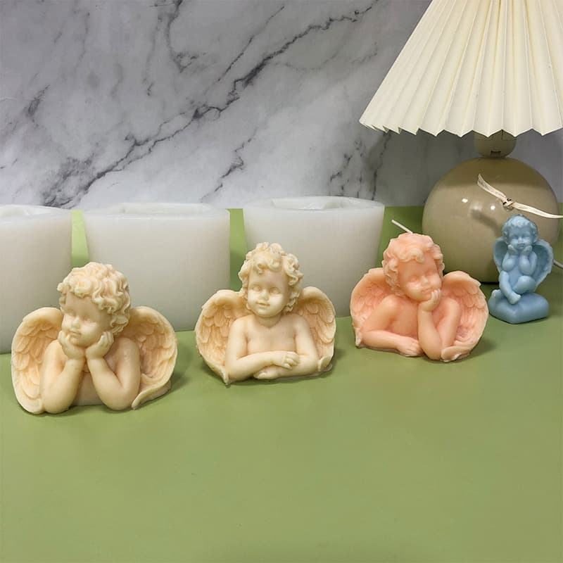 Little Angel Silicone Mold DIY Wings Angel Aromatherapy Candle Gypsum Diffuser Stone Ornament Angel Resin Mold