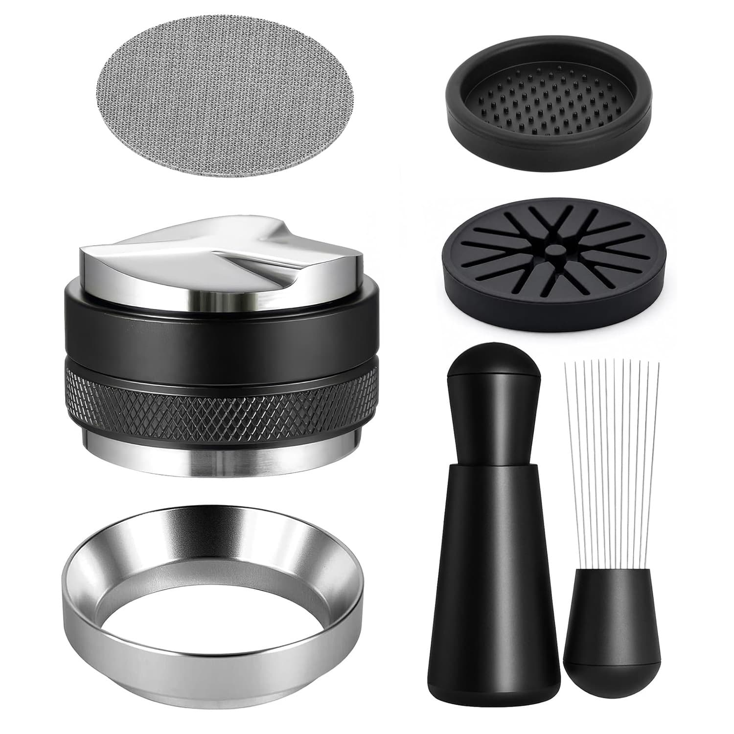 Stainless Steel Coffee Tamper Dual-Head Multi-Function Espresso Tamper Filter Basket Coffee Tool Accessory Set