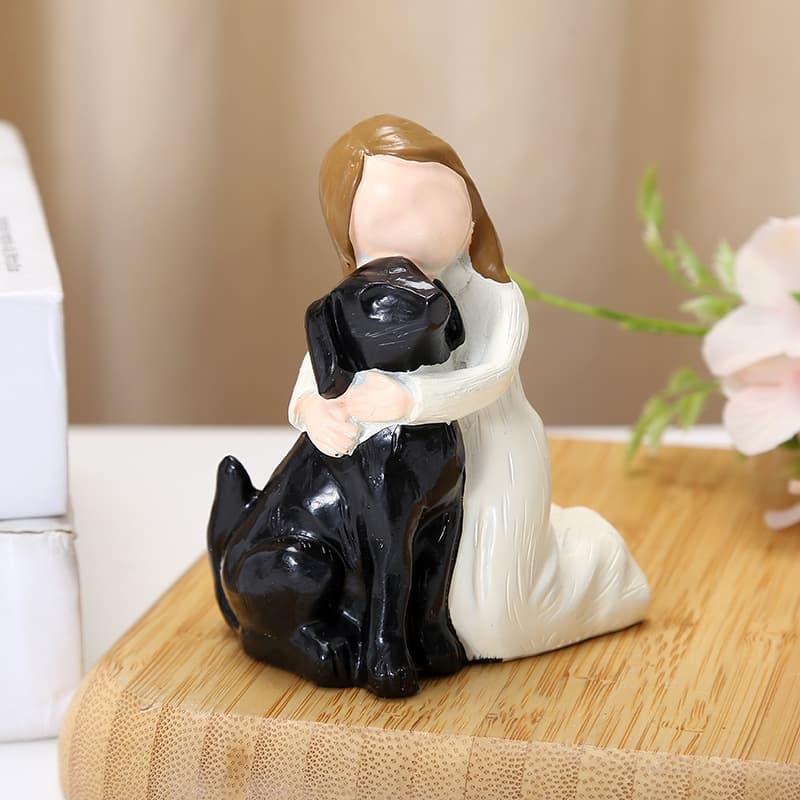 New Cross-Border Girl Holding Dog Decorative Ornament Resin Sculpture Home Dog Lover Memorial Gift Decoration