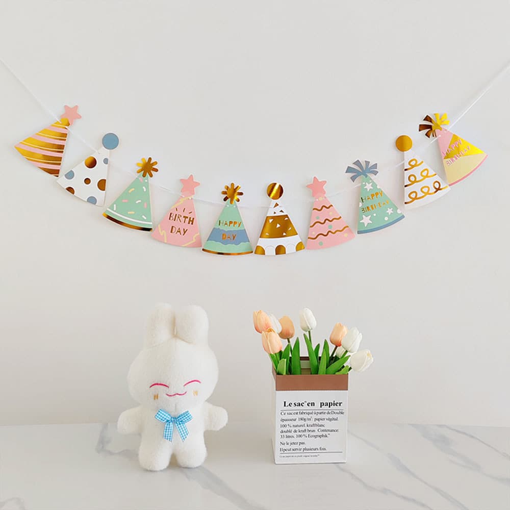 ins baby children first birthday decoration flag latte happy party background scene arrangement photo props
