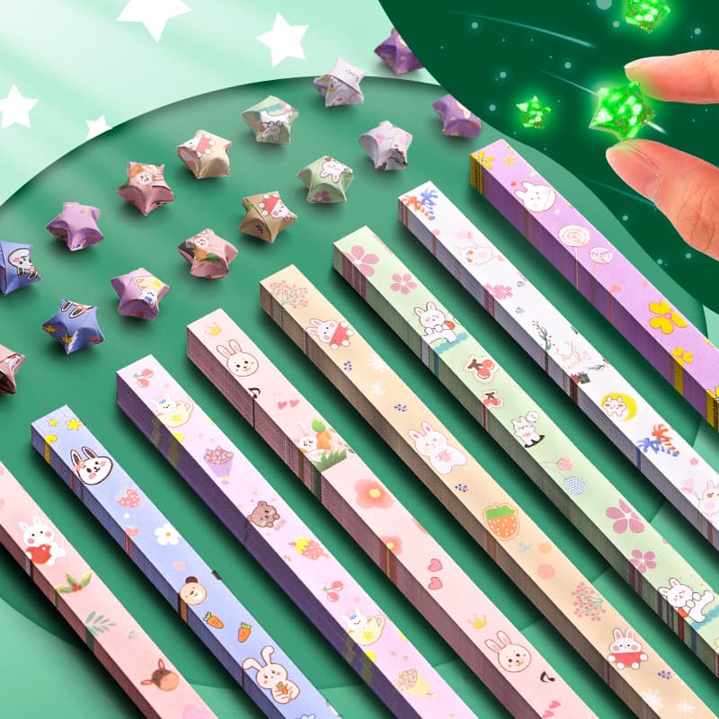 Glow-in-the-dark Star Origami Gradient Color Cartoon Aesthetic Lucky Star Pentagon Paper Strips Hand Folded Small Stars Specialized