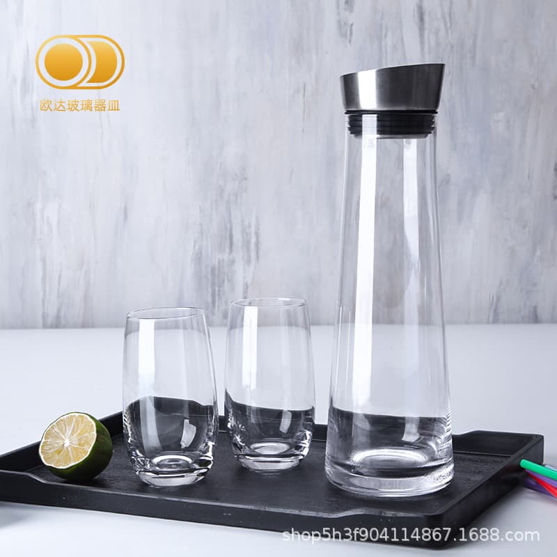 Nordic Style Creative Transparent Glass Cold Water Pitcher, Heat-Resistant for Home Use, Large Capacity Cold Boiled Water Cup, Transparent Japanese Set