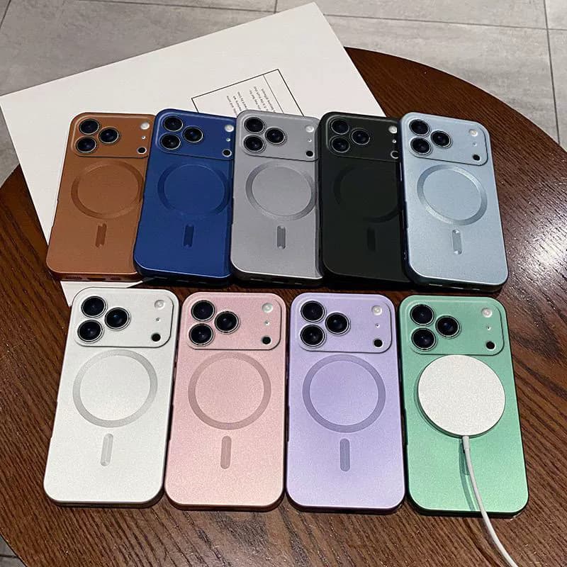 iPhone 17 Pro Max Liquid Silicone Magnetic Phone Case with Lens Film, Shockproof Protective Cover for Apple 16