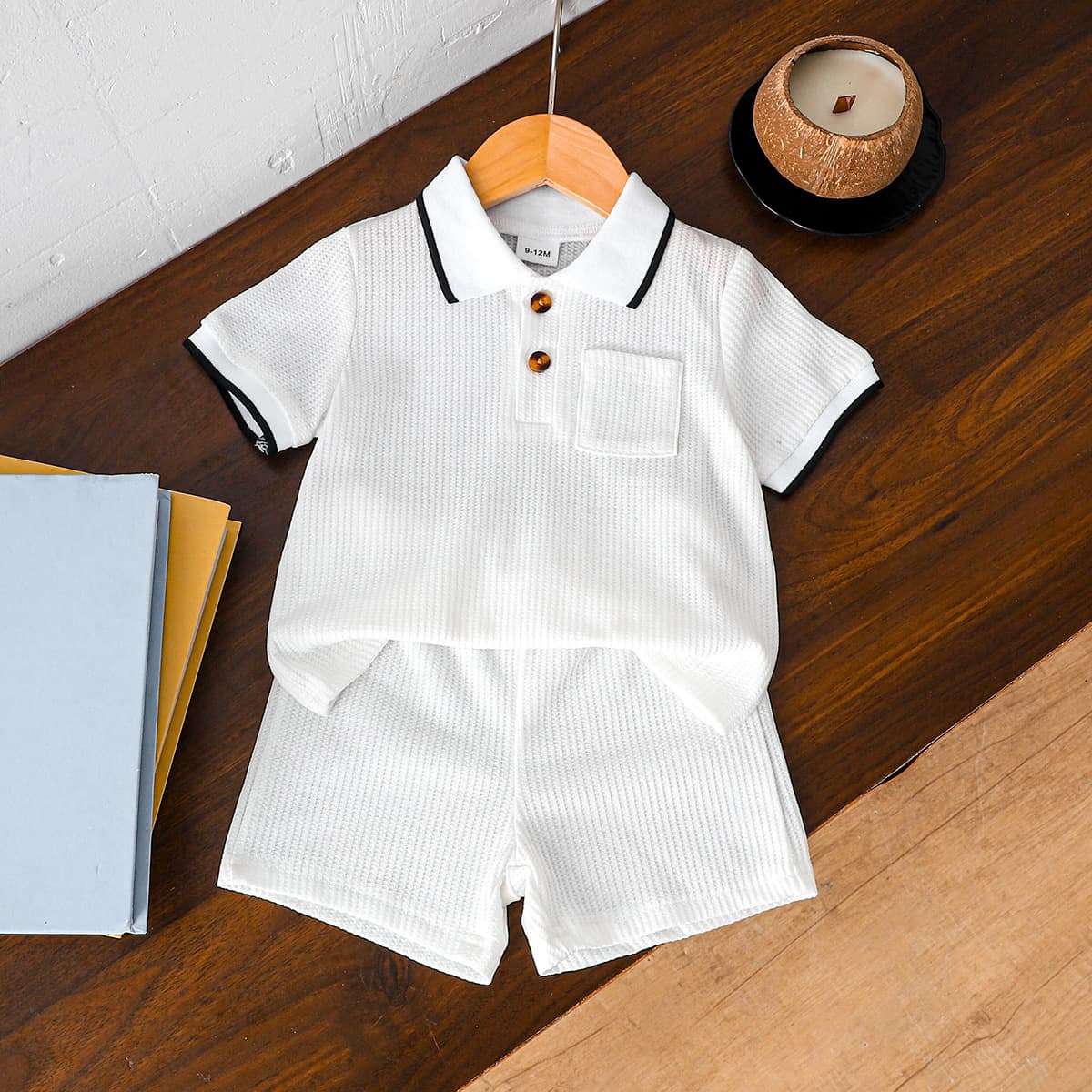 Boys' Summer Set Kids Casual Waffle Short Sleeve T-Shirt and Shorts Vacation Outfit