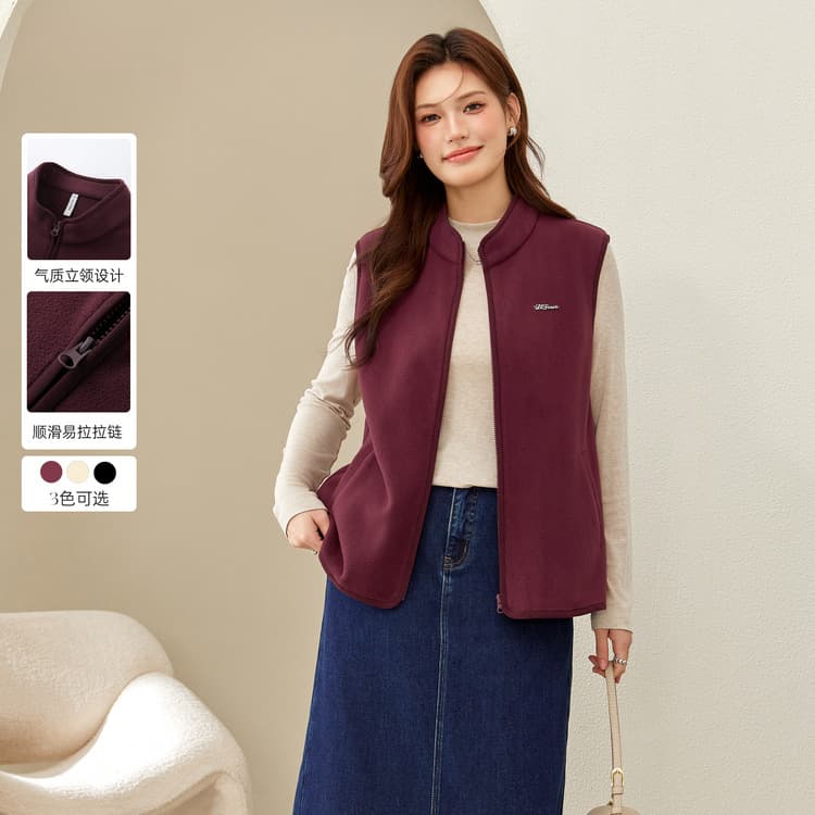 【Fleece Casual Versatile Warm Stand Collar Vest】Xianlixiu Plus Size Women's Clothing 2025 Spring New Arrival