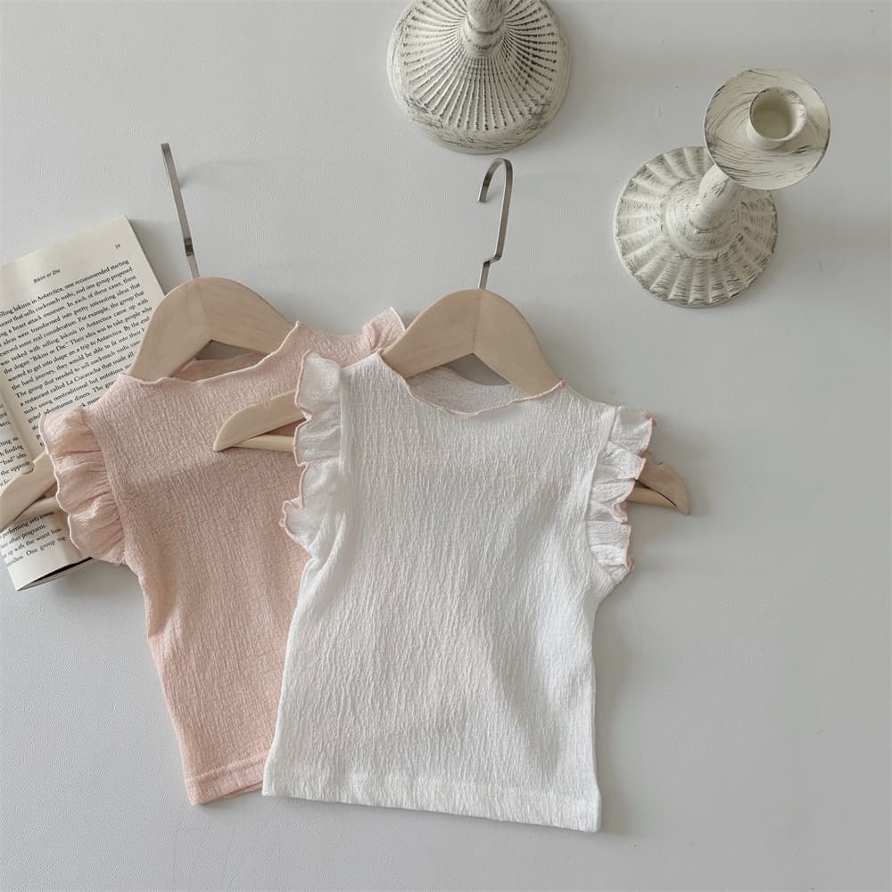 INS Style Summer Baby Girls Solid Color Breathable Short Sleeve T-Shirt Pullover Top Undershirt