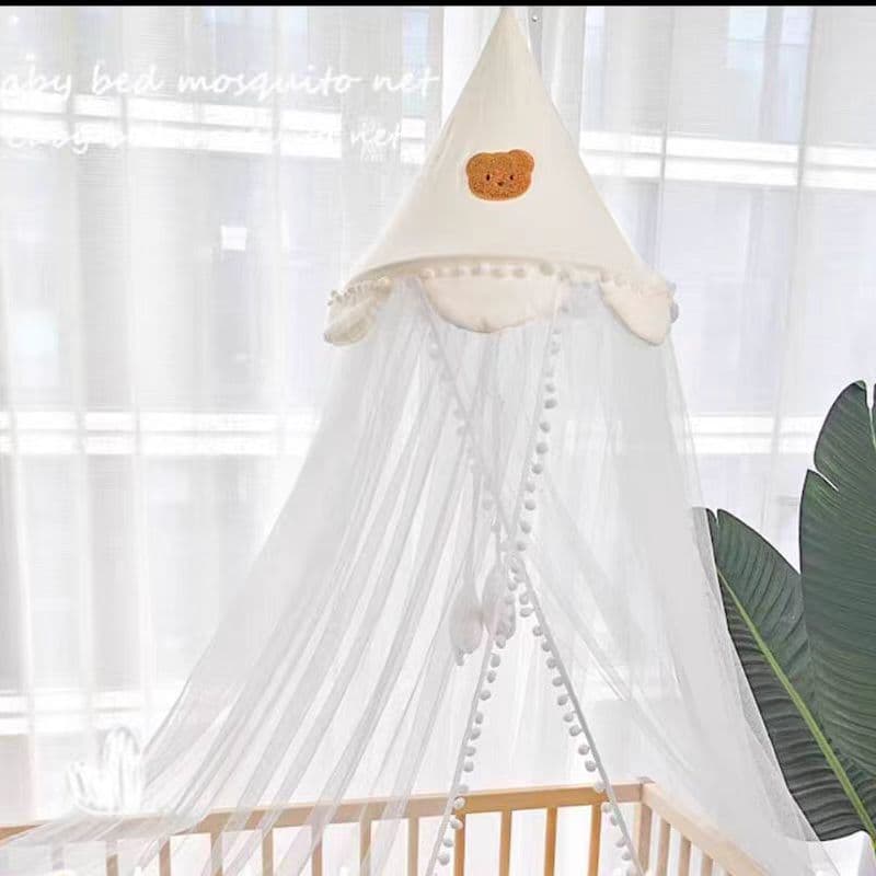 Baby Crib Mosquito Net with Stand, Toddler Bed Mosquito Cover, Newborn Floor-Standing Clip-On Insect-Proof Universal Net