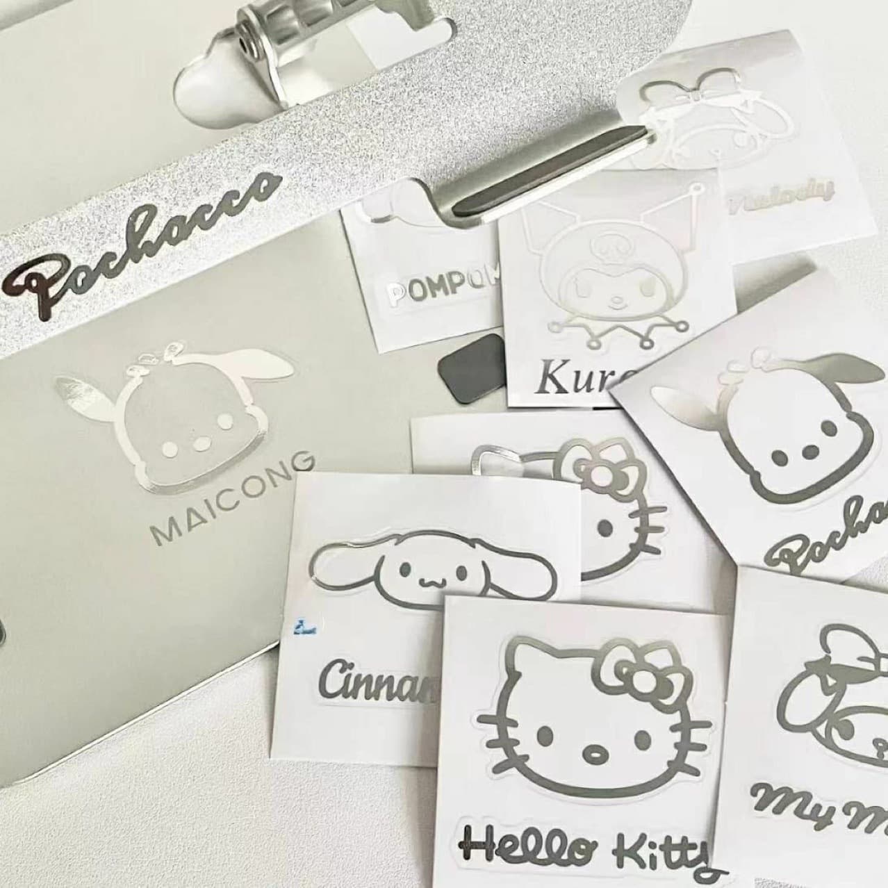 Sanrio Metal Stickers Waterproof Kuromi Pompompurin My Melody Cartoon Laptop Suitcase Decals
