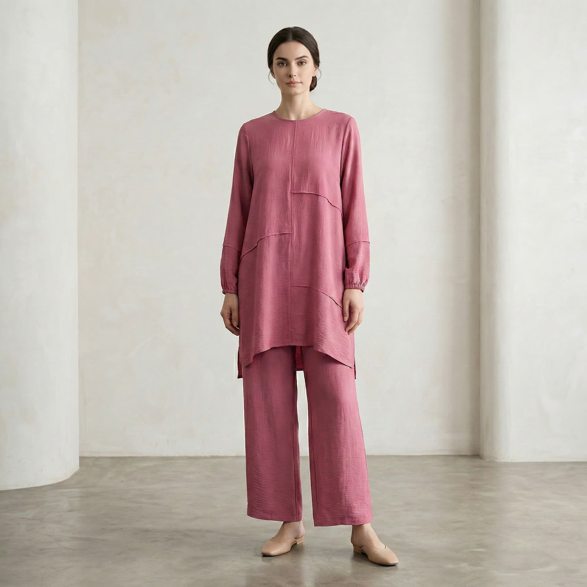 Factory In-Stock Plus-Size Casual Set, Solid Color Loose Wide-Leg Pants Two-Piece Set Jalaibya European and American Casual Style