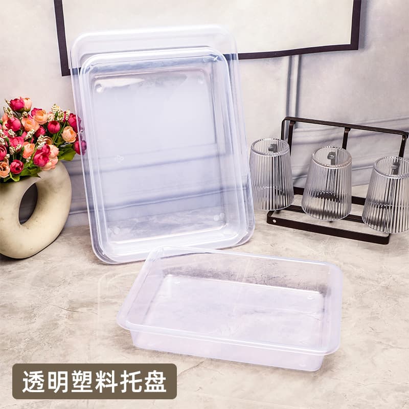 Refrigerator transparent plastic fresh food storage tray, dumpling freezing plate, street stall grill square cooked food plate, fruit plate