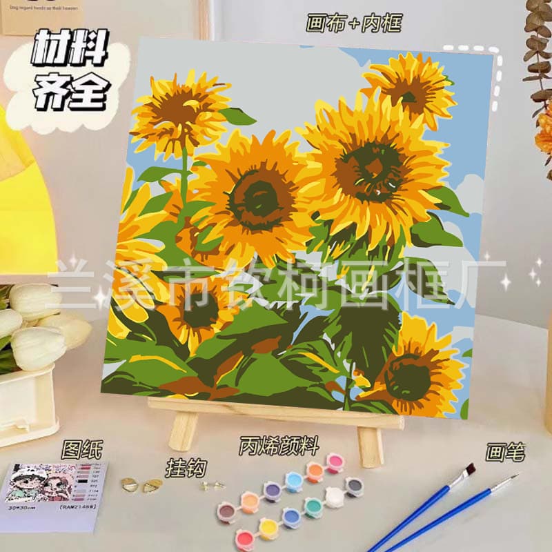 Manufacturer wholesale oil paintings for cross-border Amazon DIY hand-painted foreign trade roses, landscapes, butterflies numbered paintings