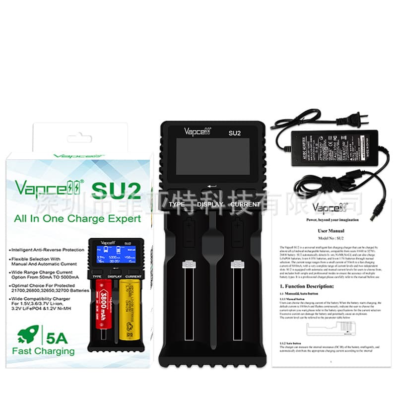 VAPCELL L2 SU2 Charger 5A Dual Slot with Display NiMH/Li-Ion Universal Battery Charger